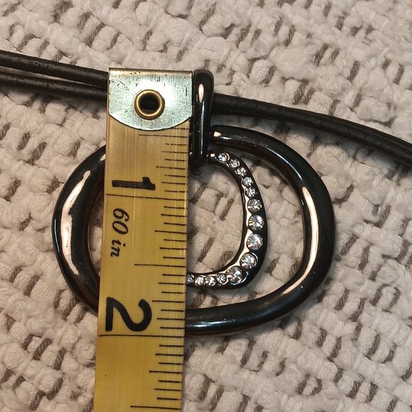 Chico's 'Eccentric' leather & gunmetal asymmetrical ring pendant necklace - NWT - Picture 12 of 12